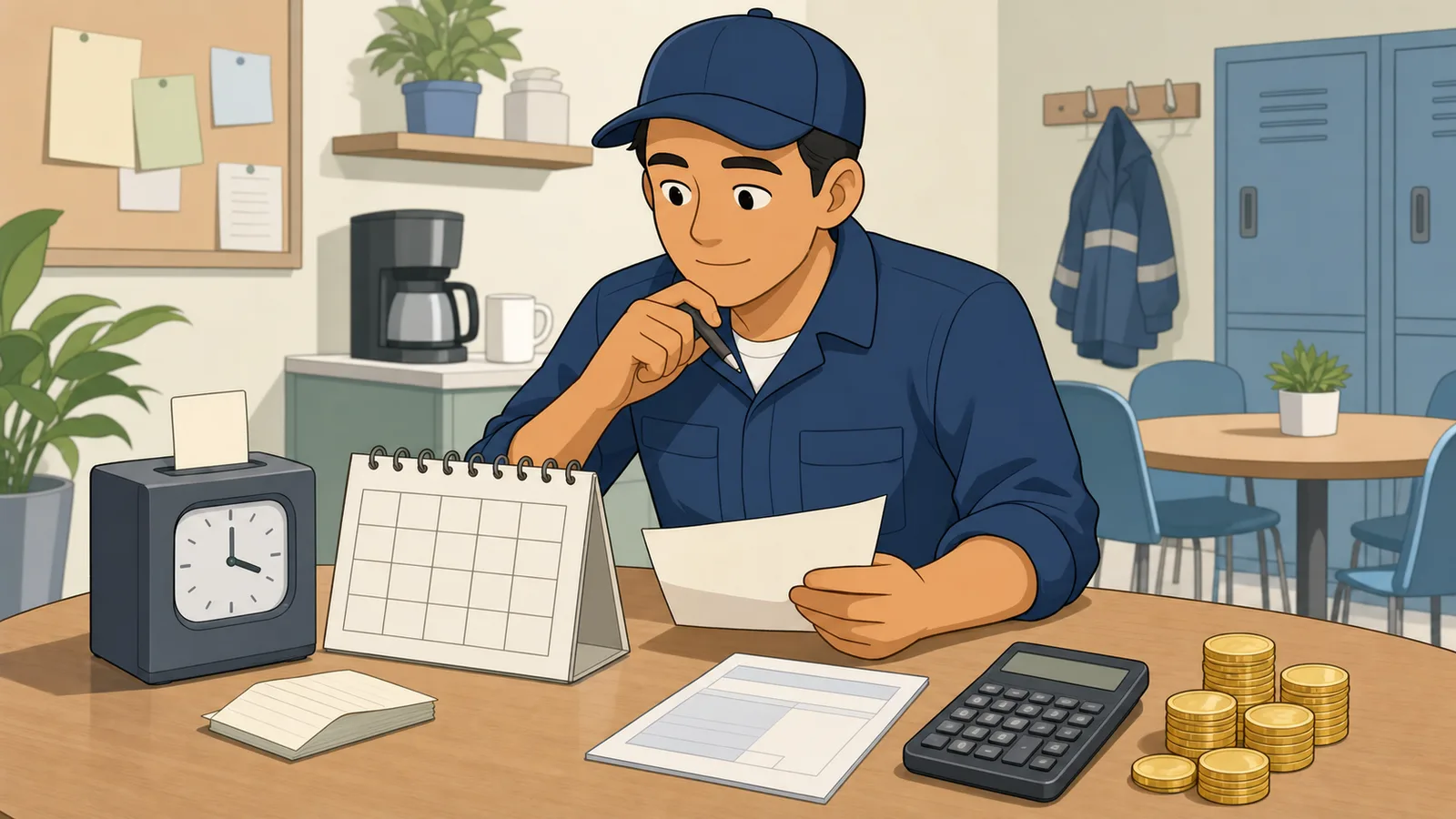 12-Hour Shift Pay Calculator instructional illustration