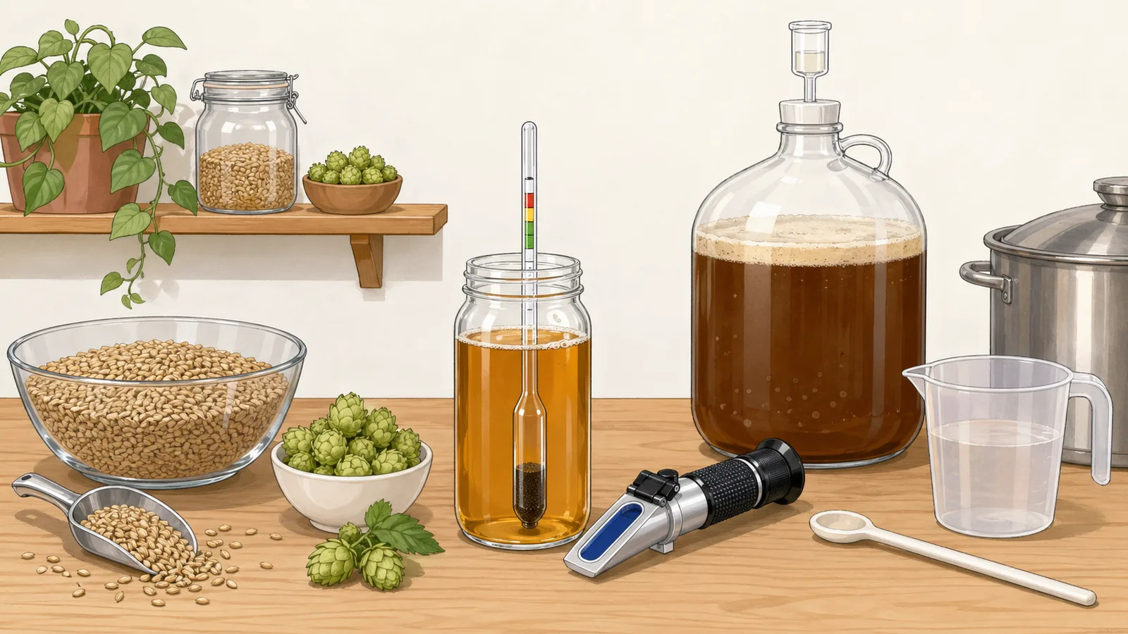 Beer Brewing ABV Calculator instructional illustration