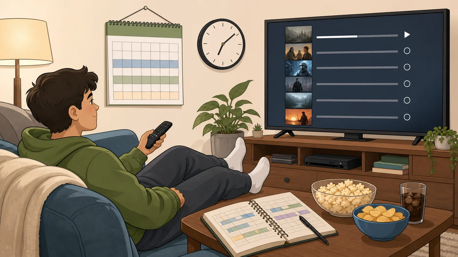 Binge-Watch Calculator instructional illustration