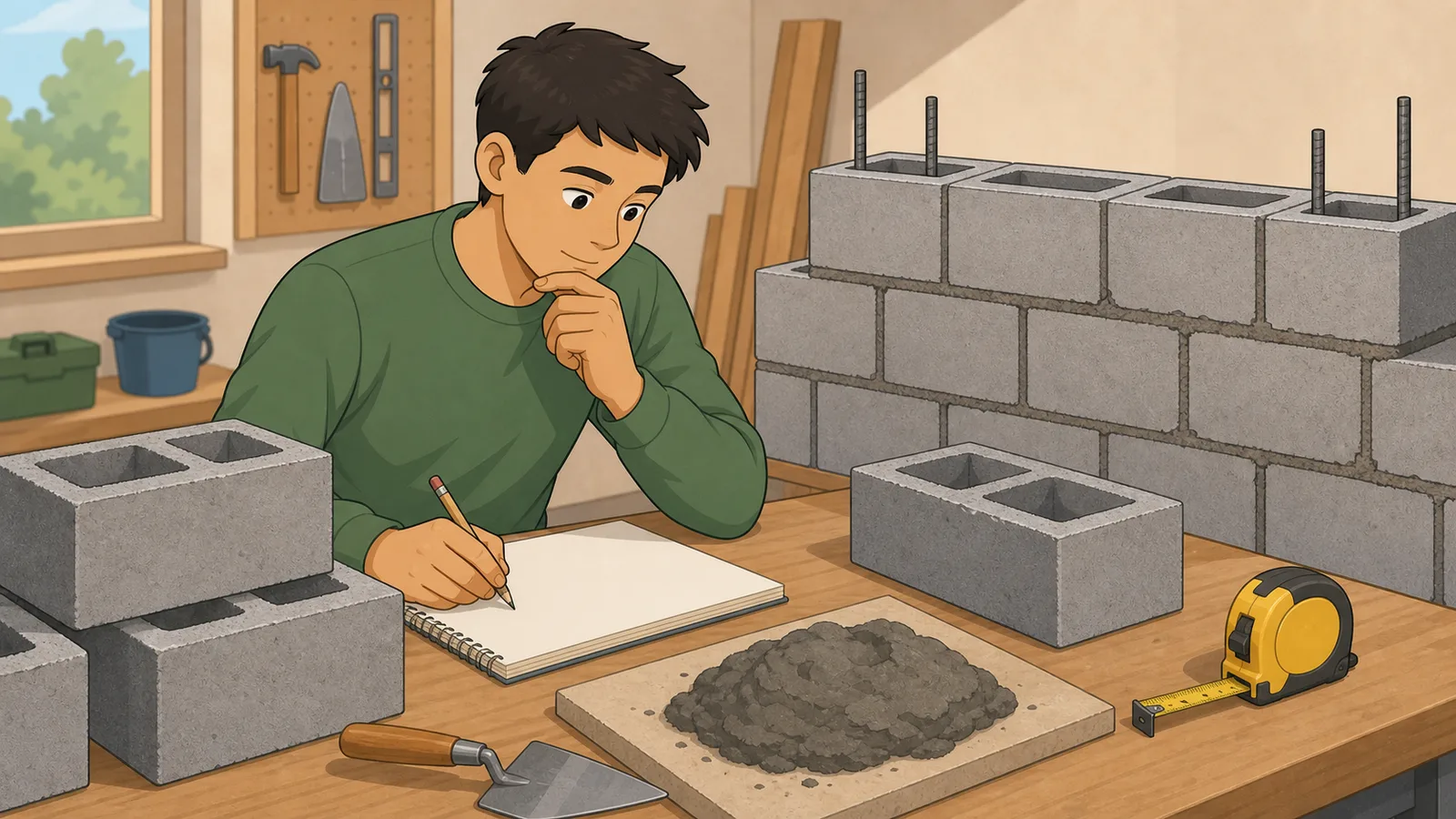 Block Mortar Calculator instructional illustration