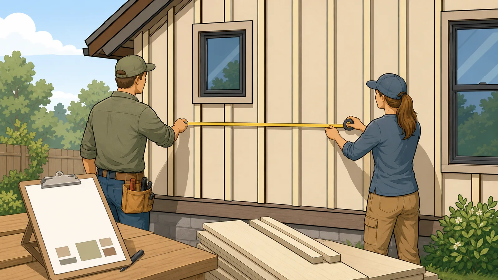 Board and Batten Siding Calculator instructional illustration