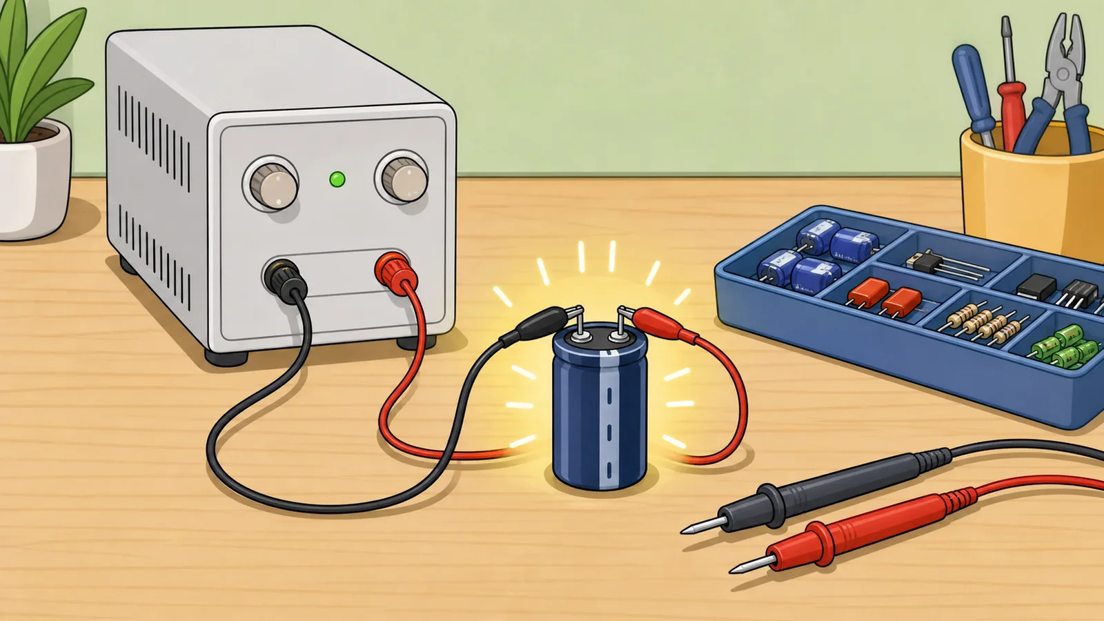 Capacitance to Charge Calculator instructional illustration