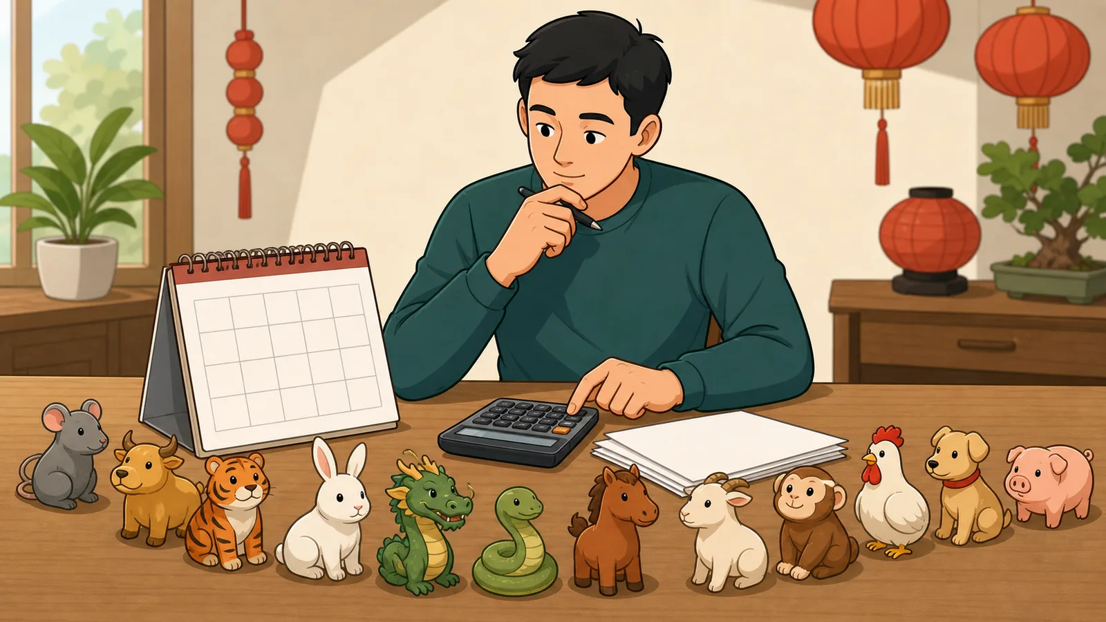 Chinese Zodiac Calculator instructional illustration