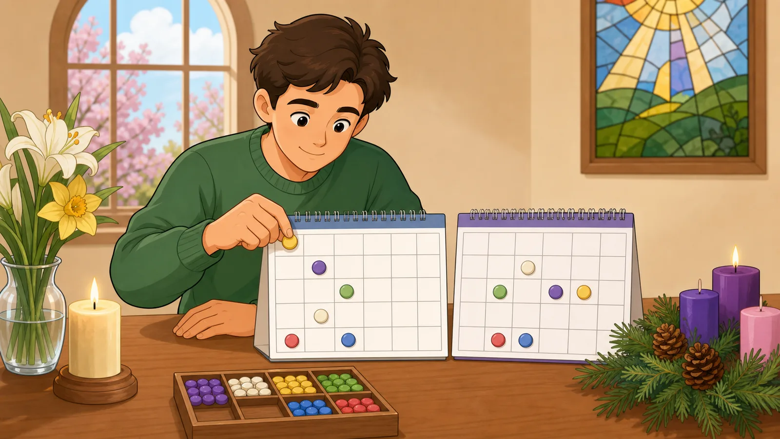 Christian Movable Feasts Calculator instructional illustration