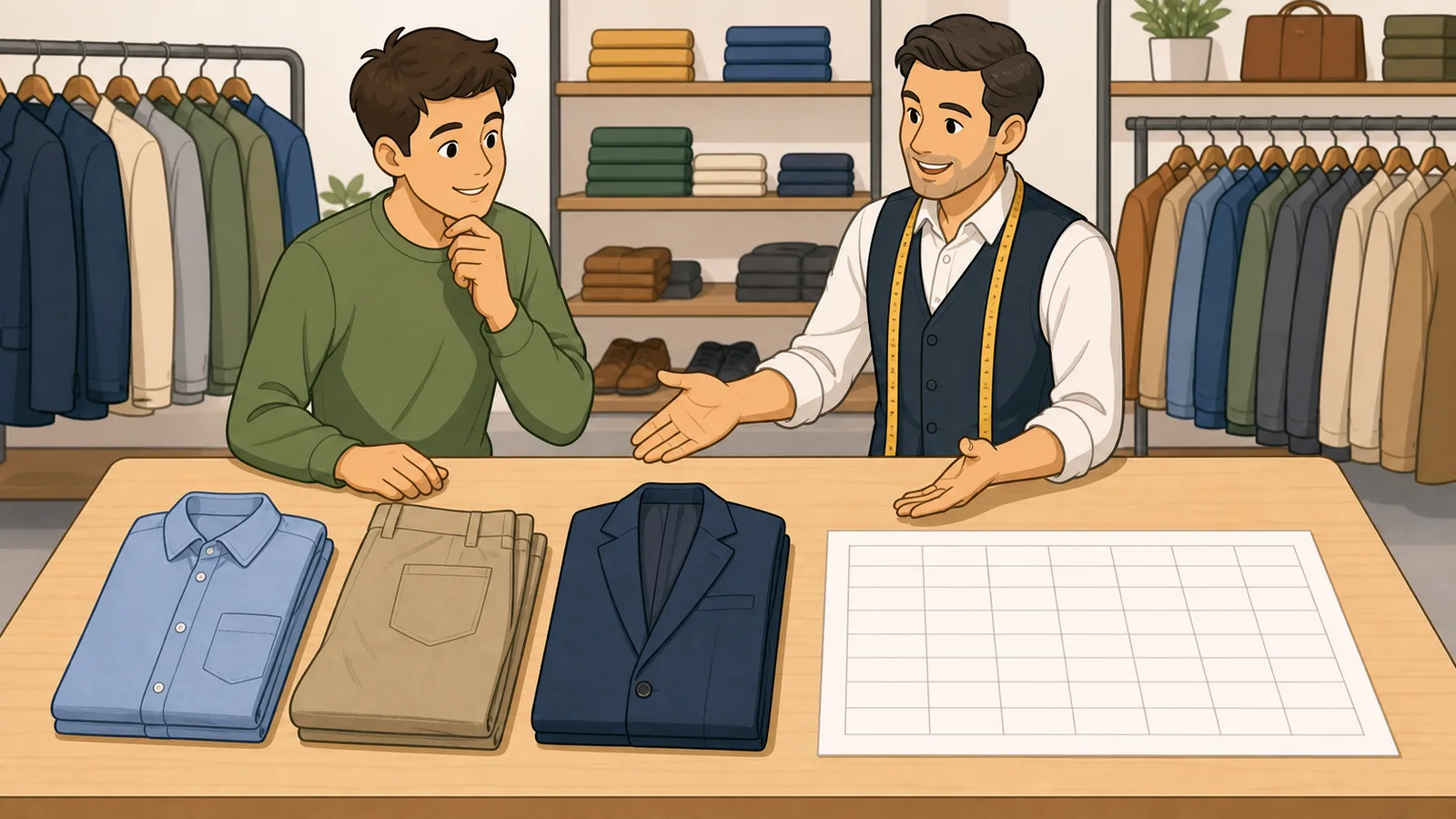 Clothing Size Converter instructional illustration