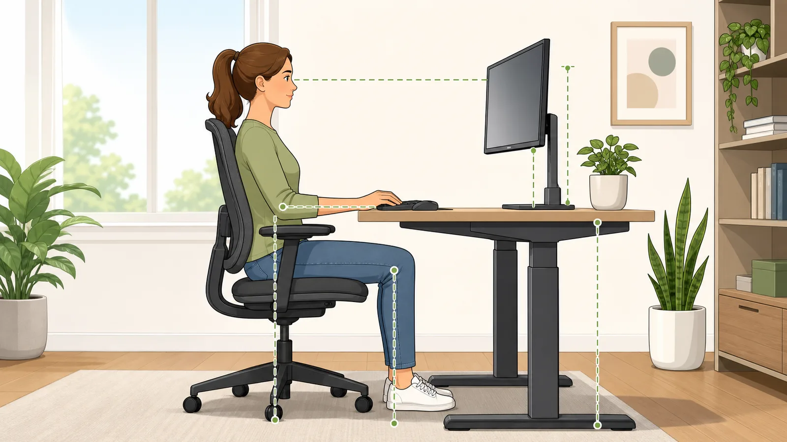 Desk Height Calculator instructional illustration