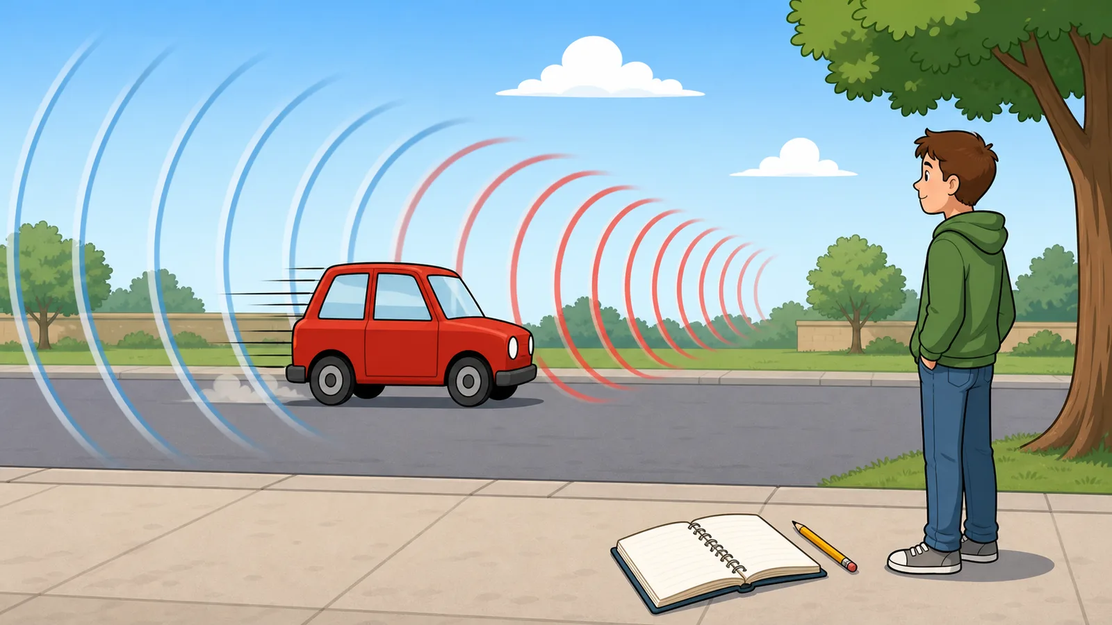 Doppler Effect Calculator instructional illustration