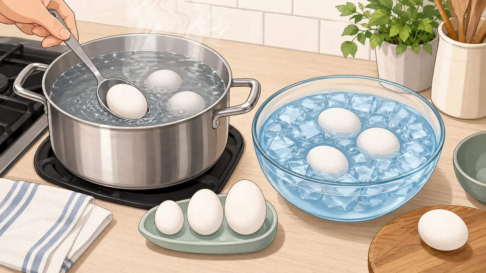Egg Boiling Calculator instructional illustration