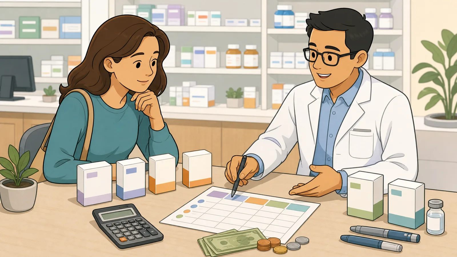 GLP-1 Cost Calculator instructional illustration