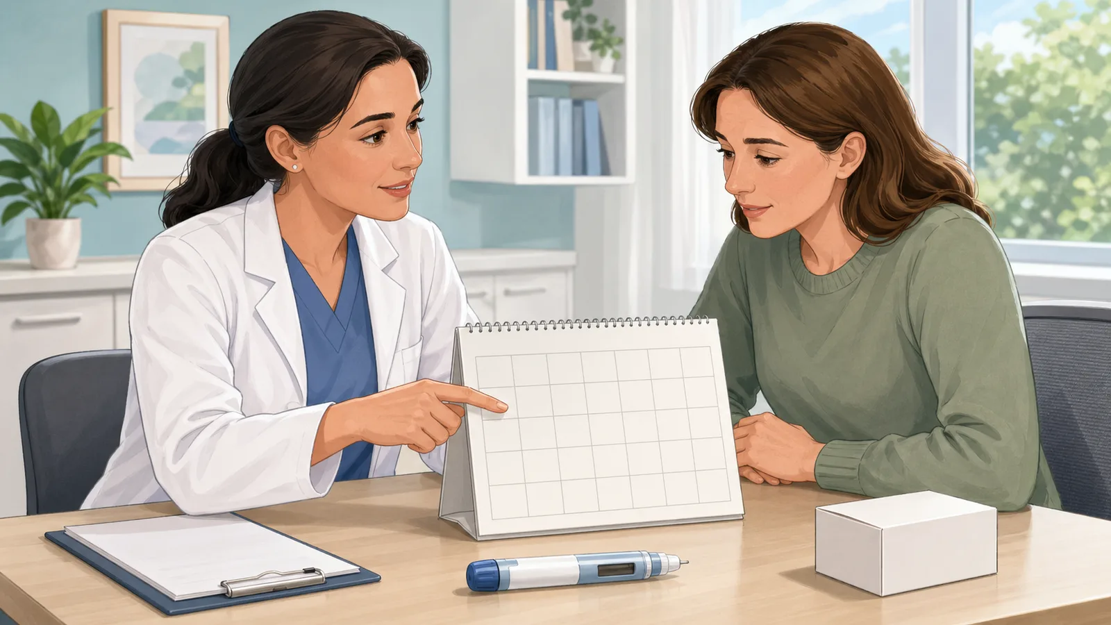GLP-1 Dose Schedule Calculator instructional illustration