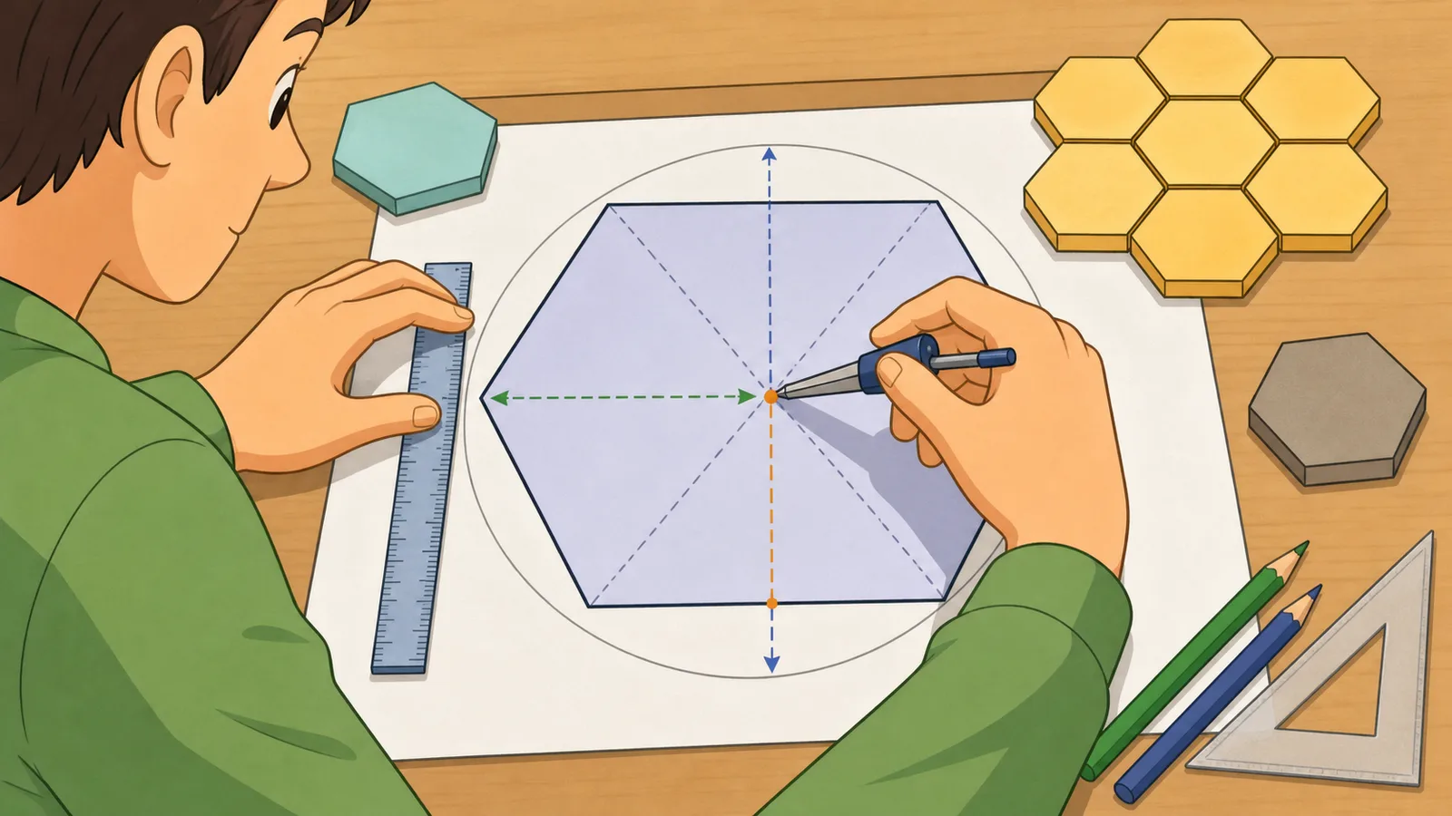 Hexagon Calculator instructional illustration