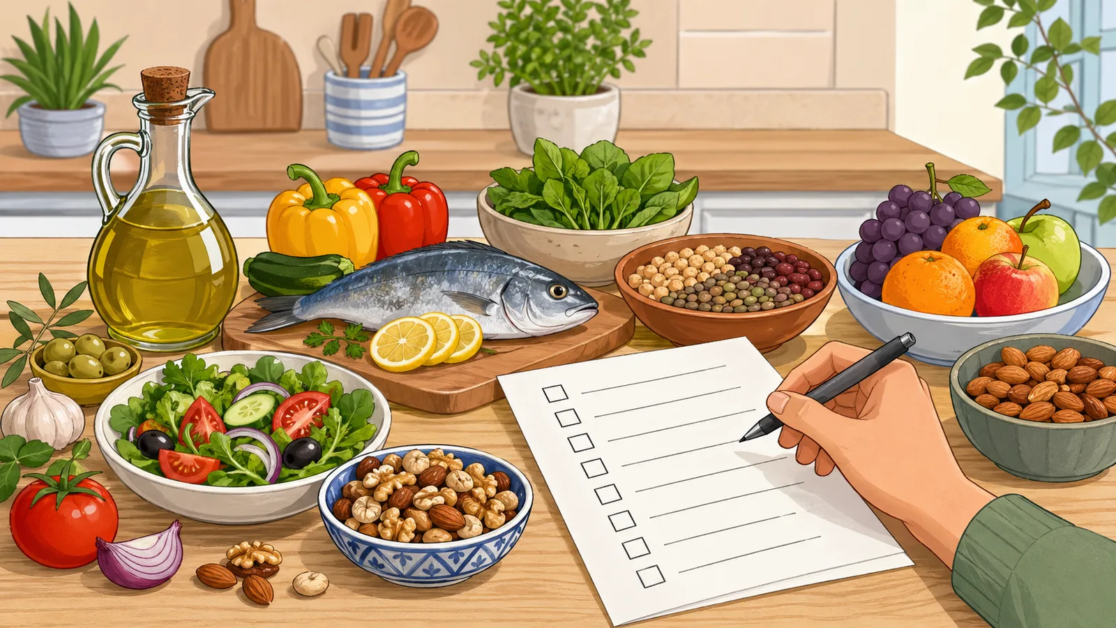 Mediterranean Diet Score Calculator instructional illustration