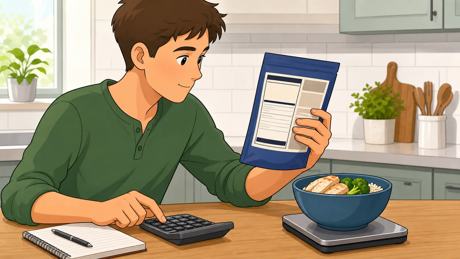 Nutrition Label Protein Calculator instructional illustration