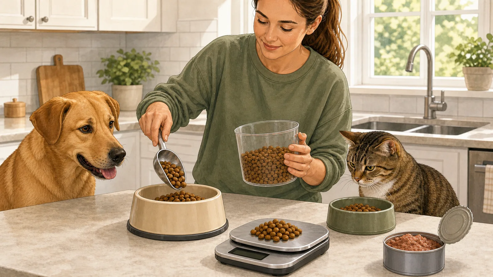 Pet Food Calculator instructional illustration
