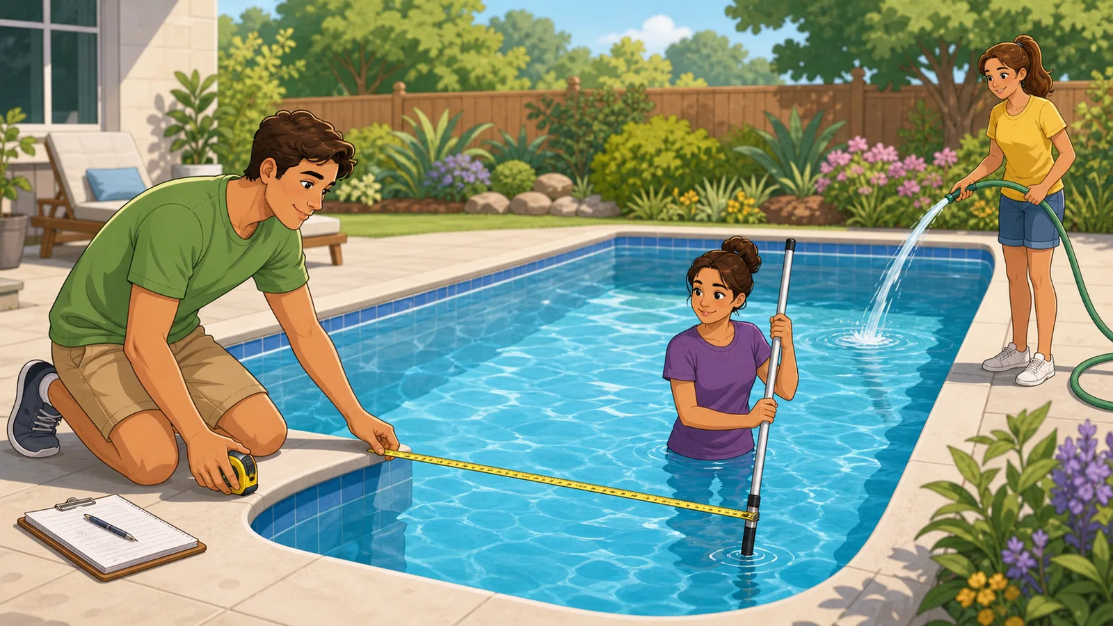 Pool Volume Calculator instructional illustration