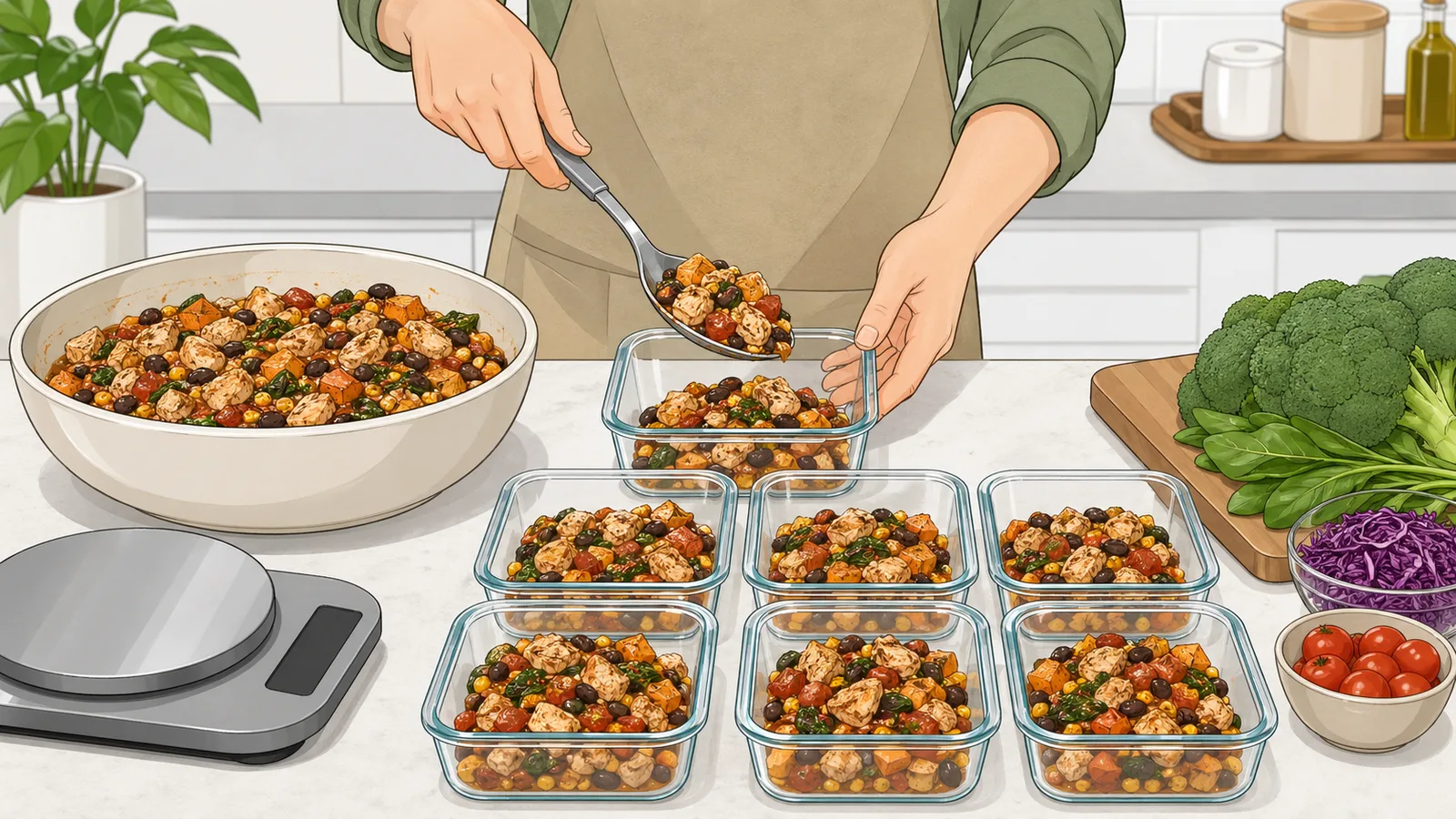Portion Size Calculator instructional illustration