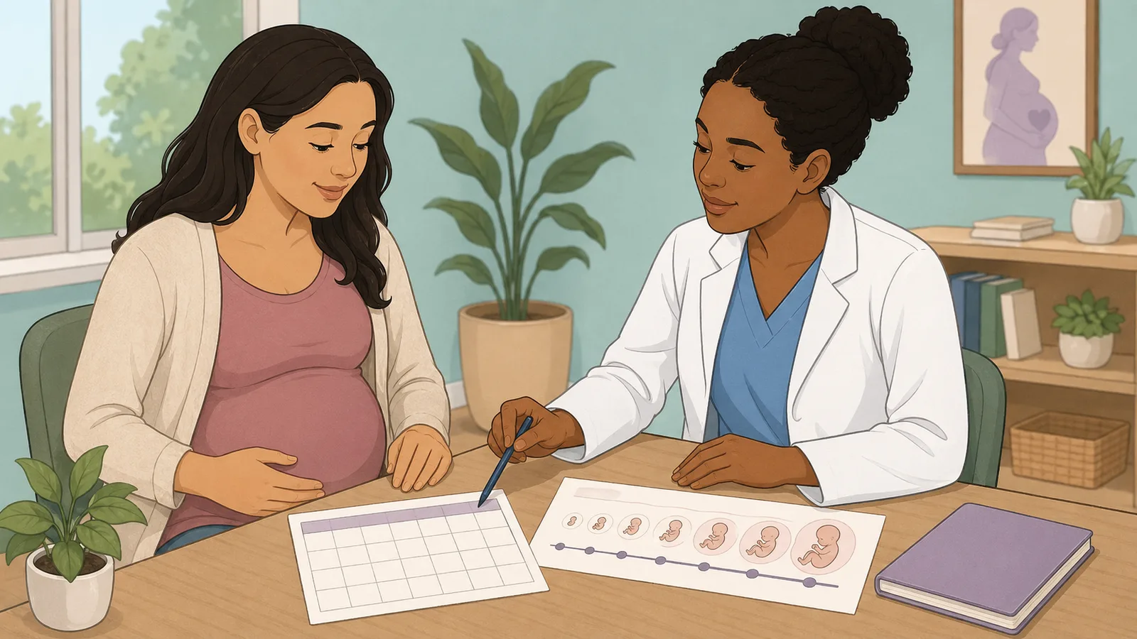 Pregnancy Weeks Calculator instructional illustration