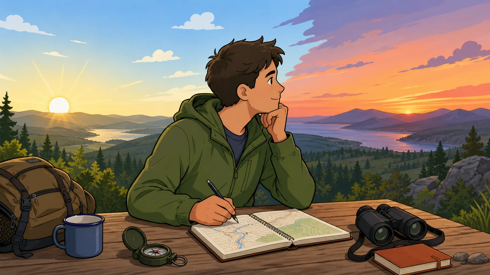 Sunrise & Sunset Calculator instructional illustration